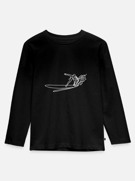 Surfen weiß - Kinder Premium Bio Langarmshirt - Schwarz