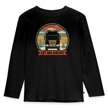 Lass mich fahren Lkw-Fahrer - Kinder Premium Bio Langarmshirt - Schwarz - Vorne - AI Model Kid Male (0cm)