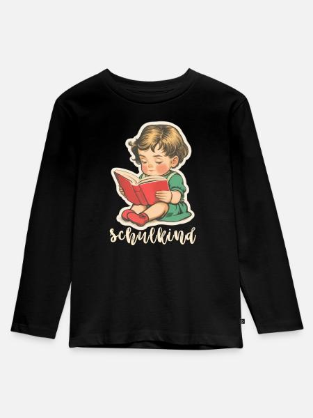 Schulkind, Erste Klasse - Kinder Premium Bio Langarmshirt - Schwarz