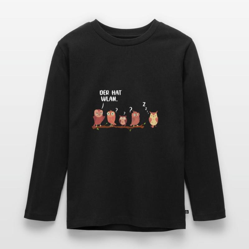 Der hat WLAN Eule Uhu lustiger Spruch Eulen Uhus Kinder Premium Bio Langarmshirt