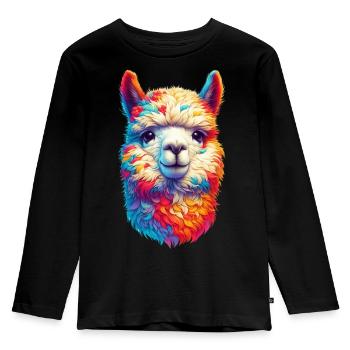 Alpaka - Kinder Premium Bio Langarmshirt - Schwarz - Vorne - AI Model Kid Male (0cm)