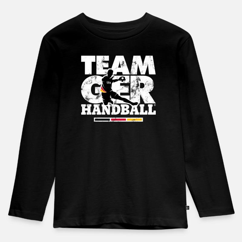HANDBALL EM TEAM GERMANY - Kinder Premium Bio Langarmshirt - Schwarz