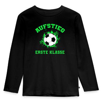 Schulanfang Fußball Kind Erstklässler - Kinder Premium Bio Langarmshirt - Schwarz - Vorne - AI Model Kid Male (0cm)