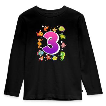 3. Geburtstag Mädchen 3 Jahre - Kinder Premium Bio Langarmshirt - Schwarz - Vorne - AI Model Kid Male (0cm)