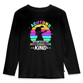 Ich Bin Jetzt Ein Kindergartenkind - Kinder Premium Bio Langarmshirt - Schwarz - Vorne - AI Model Kid Male (0cm)