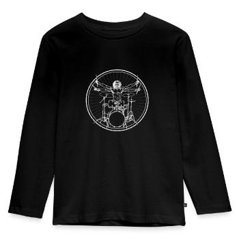 Da Vinci Drummer - Drum Music Gift - Kids' Premium Longsleeve Shirt - black - Front - AI Model Kid Male (0cm)