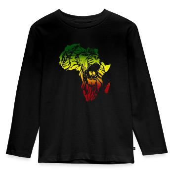 Afrika Lion Of Judah Reggae Musik Rasta Rastafari - Kinder Premium Bio Langarmshirt - Schwarz - Vorne - AI Model Kid Male (0cm)