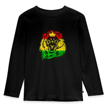 Lion Of Judah - Reggae Musik Rastafari Jamaica Dub - Kinder Premium Bio Langarmshirt - Schwarz - Vorne - AI Model Kid Male (0cm)