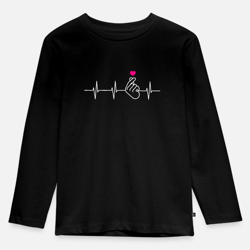 K-Pop Herzschlag - Kinder Premium Bio Langarmshirt - Schwarz