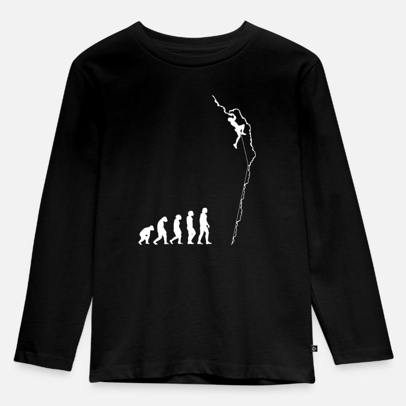 Klettern Evolution - Kinder Premium Bio Langarmshirt - Schwarz
