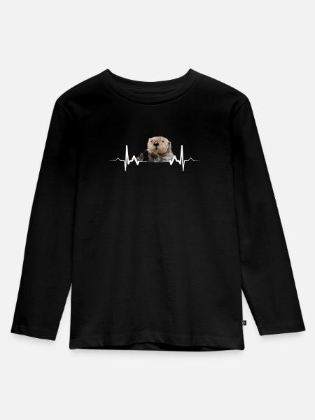 Otter - Kinder Premium Bio Langarmshirt - Schwarz