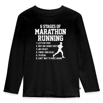 Marathon - Kinder Premium Bio Langarmshirt - Schwarz - Vorne - AI Model Kid Male (0cm)