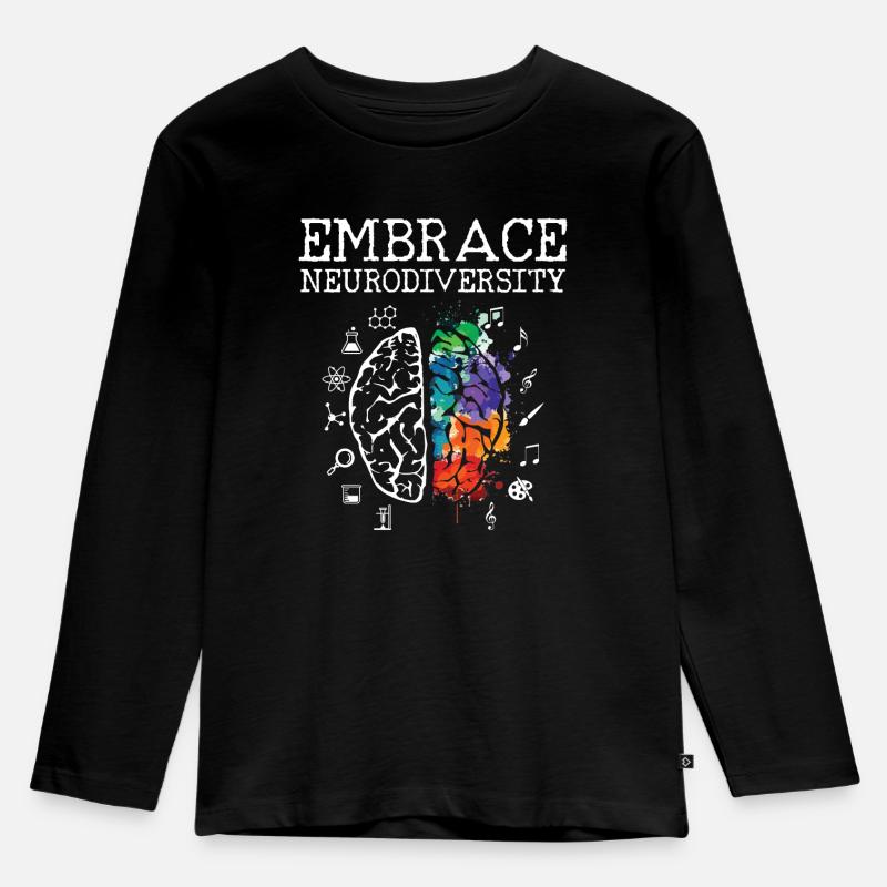 Neurodiversity - Autismus ADHS Tourette - Kinder Premium Bio Langarmshirt - Schwarz