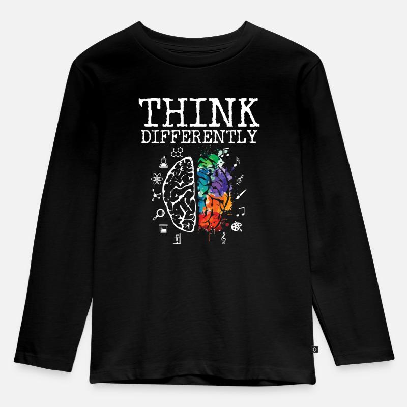 THINK DIFFERENTLY - Neurodiversity Kunst Kreativ - Kinder Premium Bio Langarmshirt - Schwarz