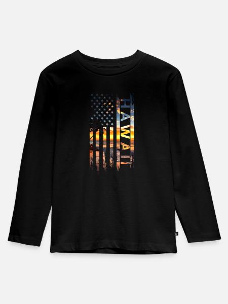 Hawaii Souvenir - Kinder Premium Bio Langarmshirt - Schwarz