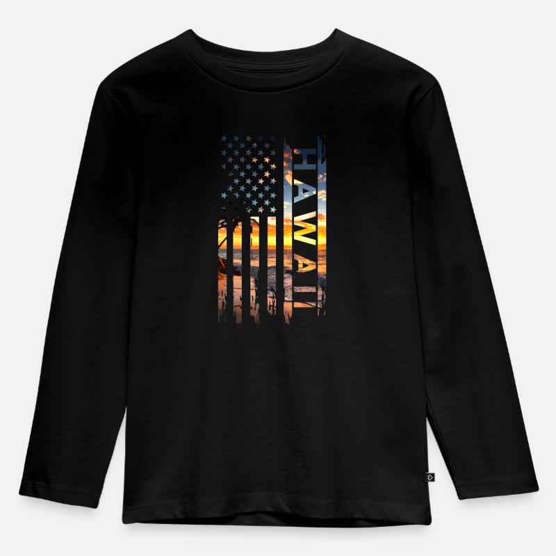 Hawaii Souvenir - Kinder Premium Bio Langarmshirt - Schwarz