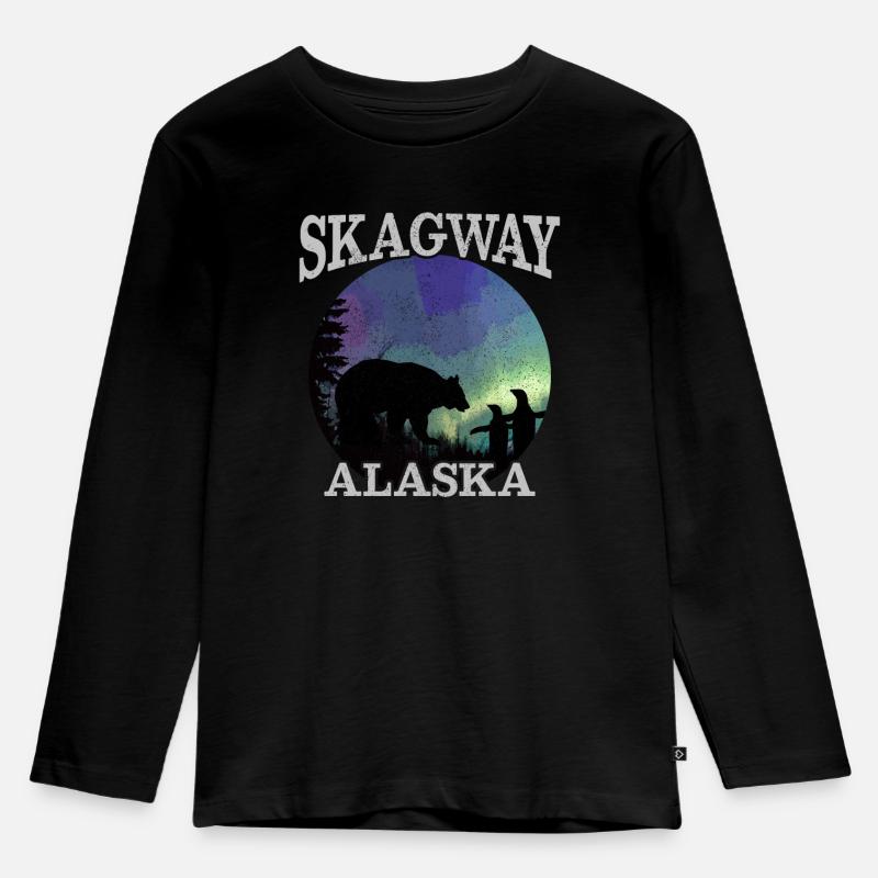 Skagway Alaska - Kinder Premium Bio Langarmshirt - Schwarz