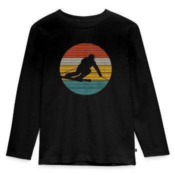 Ski - Vintage Slalom Abfahrt Skifahrer Wintersport - Kinder Premium Bio Langarmshirt - Schwarz - Vorne - AI Model Kid Male (0cm)