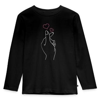 K-Pop - Kinder Premium Bio Langarmshirt - Schwarz - Vorne - AI Model Kid Male (0cm)