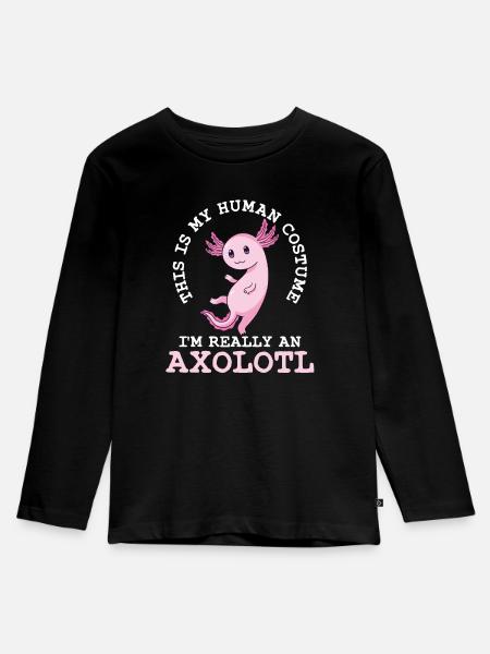 Axolotl - Kinder Premium Bio Langarmshirt - Schwarz