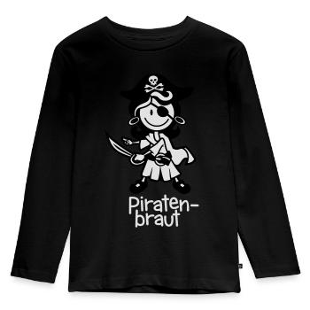vl086d_piratenbraut_2c_schrift - Kinder Premium Bio Langarmshirt - Schwarz - Vorne - AI Model Kid Male (0cm)