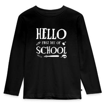 Bonjour premier jour d’école - Chemise d’inscription - T-shirt manches longues Premium Enfant - noir - Devant - AI Model Kid Male (0cm)