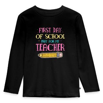 Premier jour d’école priez pour mon professeur Lehrer - T-shirt manches longues Premium Enfant - noir - Devant - AI Model Kid Male (0cm)