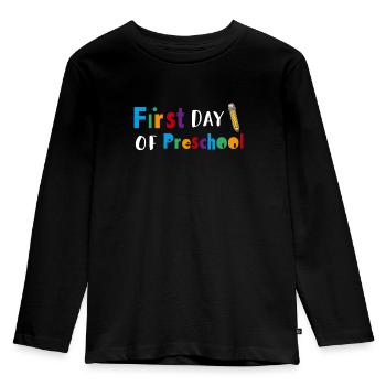 Premier jour d’école - Cadeau de chemise d’inscription - T-shirt manches longues Premium Enfant - noir - Devant - AI Model Kid Male (0cm)