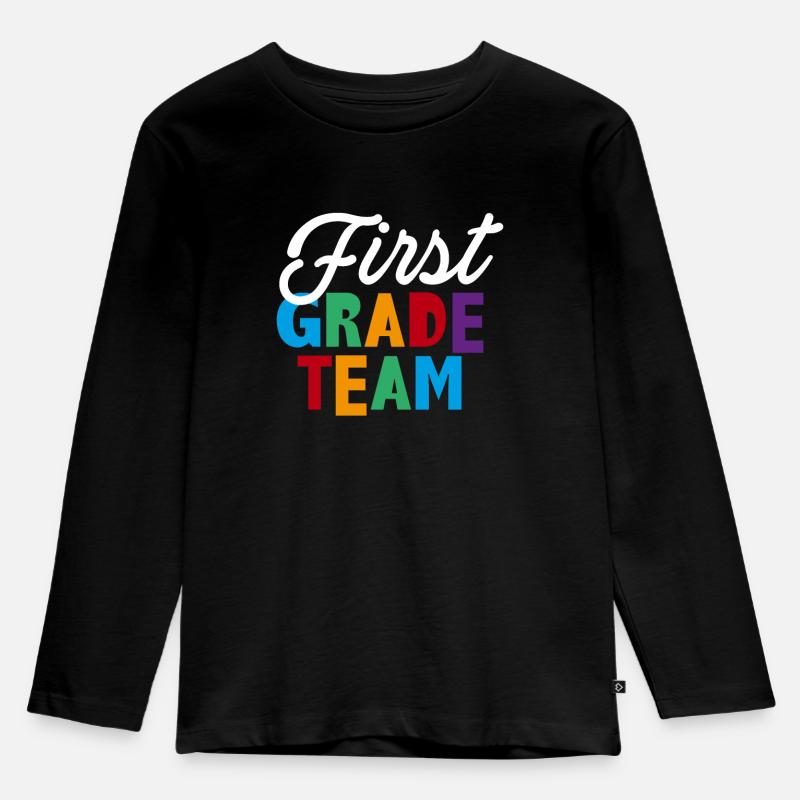 First Grade Team Shirt Geschenk - Kinder Premium Bio Langarmshirt - Schwarz