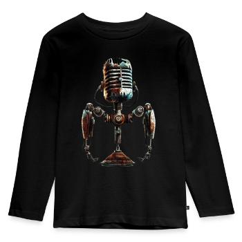 microphone old school - Kinder Premium Bio Langarmshirt - Schwarz - Vorne - AI Model Kid Male (0cm)