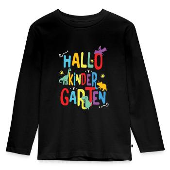 lustiges und farbenfrohes Kindergarten T-Shirt - Kinder Premium Bio Langarmshirt - Schwarz - Vorne - AI Model Kid Male (0cm)