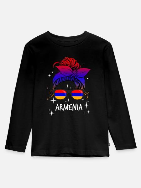 Armenien - Kinder Premium Bio Langarmshirt - Schwarz