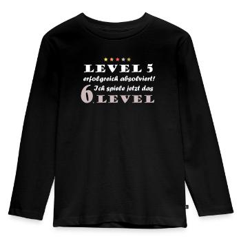 6. Geburtstag Level 6 - Kinder Premium Bio Langarmshirt - Schwarz - Vorne - AI Model Kid Male (0cm)