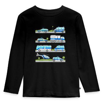 Police car design German police vehicles - Kids' Premium Longsleeve Shirt - black - Front - AI Model Kid Male (0cm)