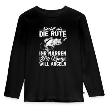 Reichet Mir Die Rute Angeln Angler Geschenk - Kinder Premium Bio Langarmshirt - Schwarz - Vorne - AI Model Kid Male (0cm)