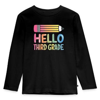 Hello Third Grade - Kids' Premium Longsleeve Shirt - black - Front - AI Model Kid Male (0cm)