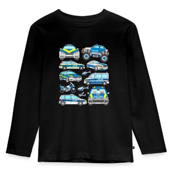 Police car design German police - Kids' Premium Longsleeve Shirt - black - Front - AI Model Kid Male (0cm)