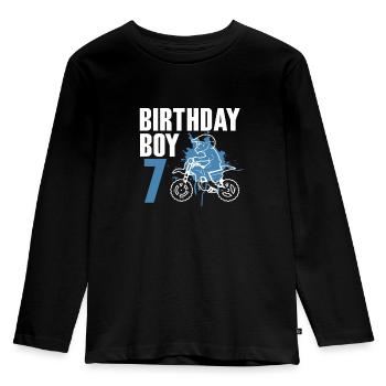 Birthday Boy 7th Birthday Motorcycle Motocross - Kids' Premium Longsleeve Shirt - black - Front - AI Model Kid Male (0cm)