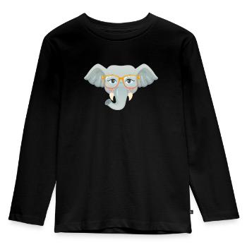 Geek Elephant - Kinder Premium Bio Langarmshirt - Schwarz - Vorne - AI Model Kid Male (0cm)