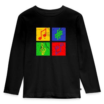 Musik - Kinder Premium Bio Langarmshirt - Schwarz - Vorne - AI Model Kid Male (0cm)