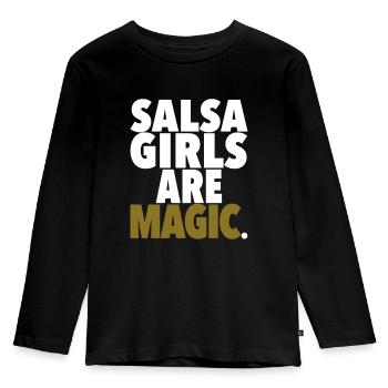 SALSA GIRLS ARE MAGIC - Salsa Dance Fashion - Kids' Premium Longsleeve Shirt - black - Front - AI Model Kid Male (0cm)