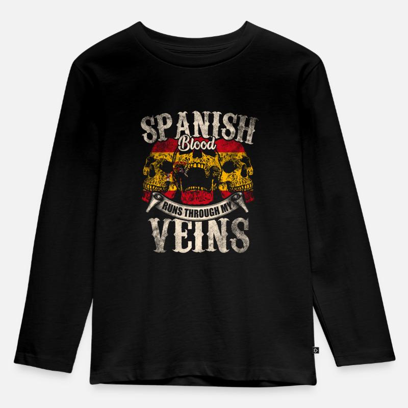 Le sang espagnol coule dans mes veines - T-shirt manches longues Premium Enfant - noir