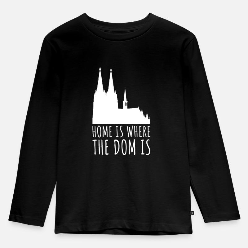 Kölner Dom Köln Geschenkidee Silhouette Karneval - Kinder Premium Bio Langarmshirt - Schwarz