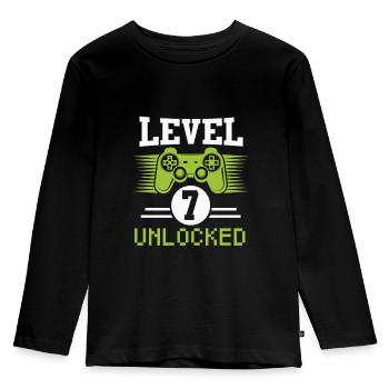 Level 7 Unlocked Gaming Hirt d’anniversaire 7 ans - T-shirt manches longues Premium Enfant - noir - Devant - AI Model Kid Male (0cm)