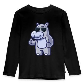 Lunettes de soleil fraîches Hippo Animal Gift Hippo - T-shirt manches longues Premium Enfant - noir - Devant - AI Model Kid Male (0cm)