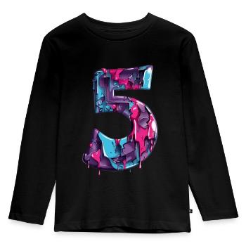 NO. 5 NUMBER 5 COOL 5TH BIRTHDAY - Kids' Premium Longsleeve Shirt - black - Front - AI Model Kid Male (0cm)