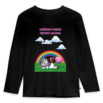 Unicorn farts tasts taste better unicorn farts - Kids' Premium Longsleeve Shirt - black - Front - AI Model Kid Male (0cm)
