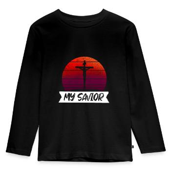 Jesus Christ my Savior Savior Design Crucifixion - Kids' Premium Longsleeve Shirt - black - Front - AI Model Kid Male (0cm)