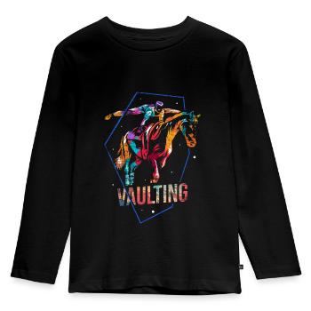 Voltigieren - Kinder Premium Bio Langarmshirt - Schwarz - Vorne - AI Model Kid Male (0cm)