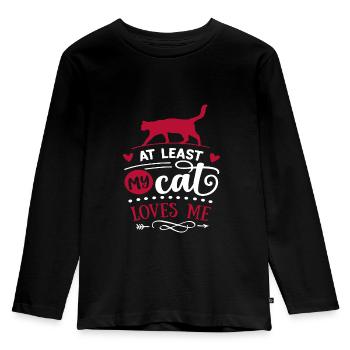 Valentinstag Geschenk Katzenfreunde / liebhaber - Kinder Premium Bio Langarmshirt - Schwarz - Vorne - AI Model Kid Male (0cm)